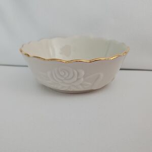 Lenox Rose Blossom White and Gold Porcelain Bowl